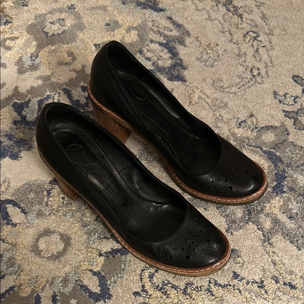 Chloe Black Heels with Textured Fabric and Comfortable Fit